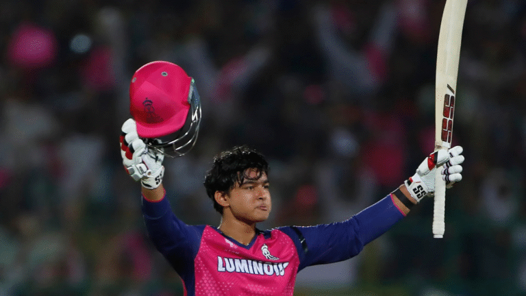 Vaibhav Suryavanshi after hitting century!