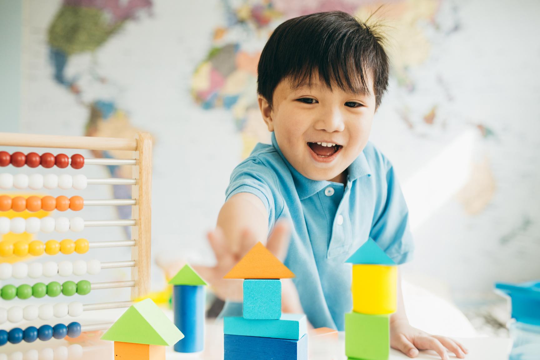 Child playing with toys