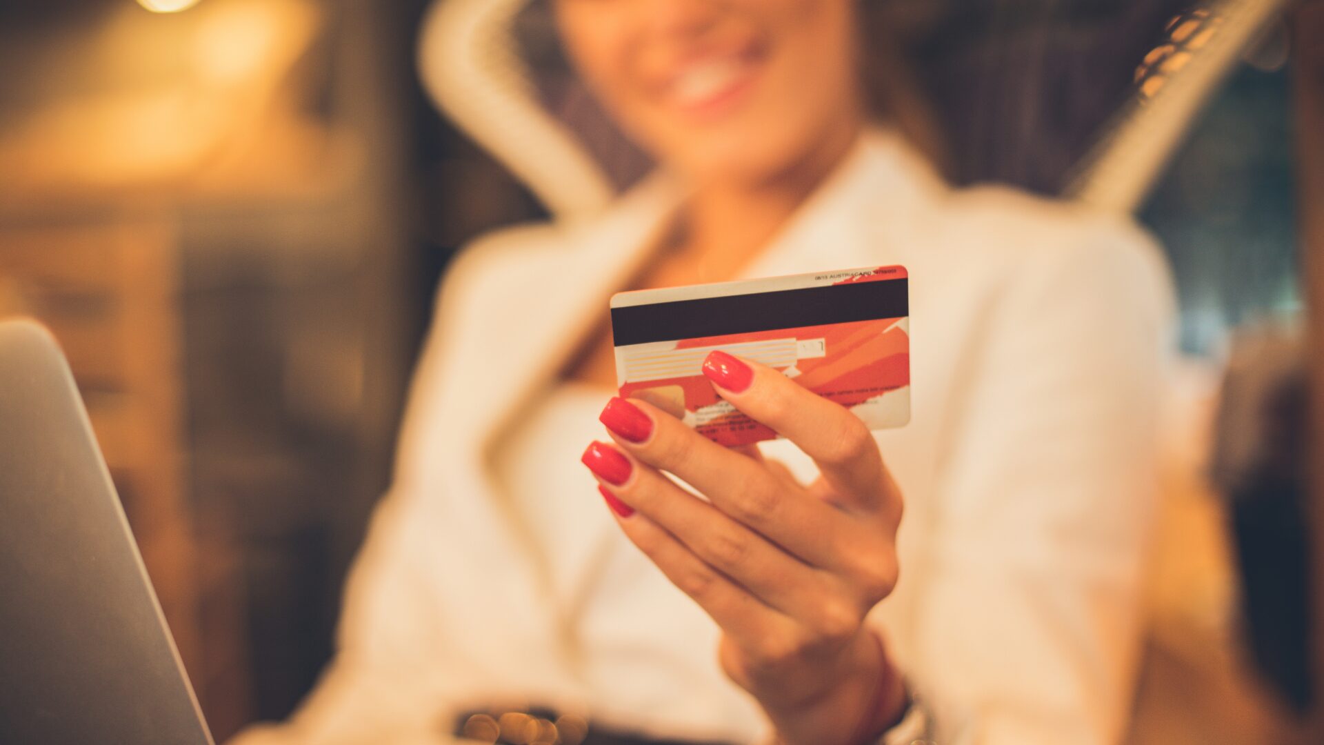 A happy lady after her experiential spending.