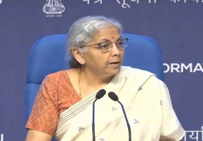 Nirmala Sitharaman addressing to reduce 18% GST on life and health insurance